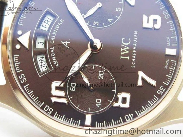 MIROTIME 0226 Popular Big Pilot Real PR IW502706 RG YLF 1:1 Best Edition Brown Dial On Calfskin Strap A 7223